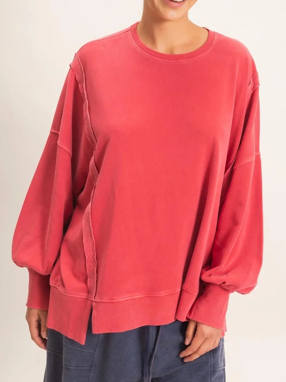 Aerie Distressed Oversize Crewneck Sweater